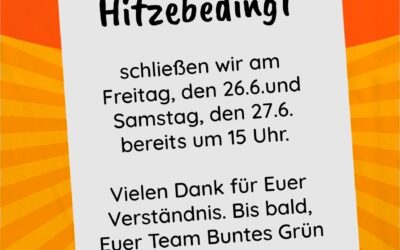 geänderte Öffnungszeiten 26.+27.06.26